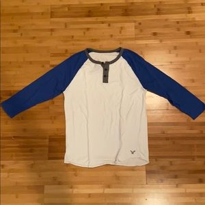 White and Blue American Eagle Baseball Shirt